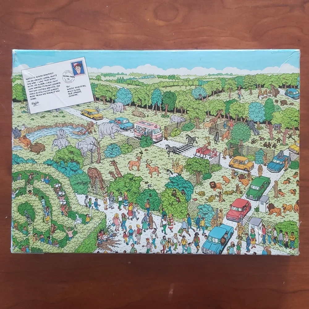 Vintage 80s Children's Where's Waldo Jigsaw Puzzle Safari Park 100 Pieces